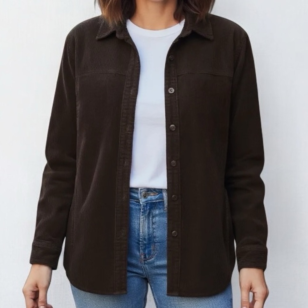 Vintage Cotton Ginny Corduroy Shacket / Chore Shirt in Brown | Size M